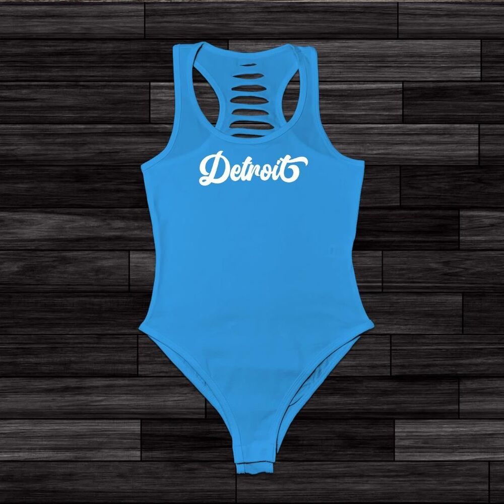 Blue/White Detroit Handmade Bodysuit, One Pride Outfit, Lion Football Fan
